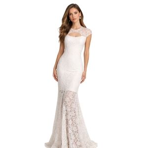 Jump Apparel White Lace Mermaid Gown Size 1/2 – Keyhole Back